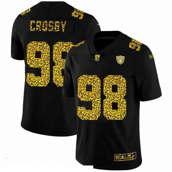 Men Las Vegas Raiders 98 Maxx Crosby Men Nike Leopard Print Fashion Vapor Limited NFL Jersey Black